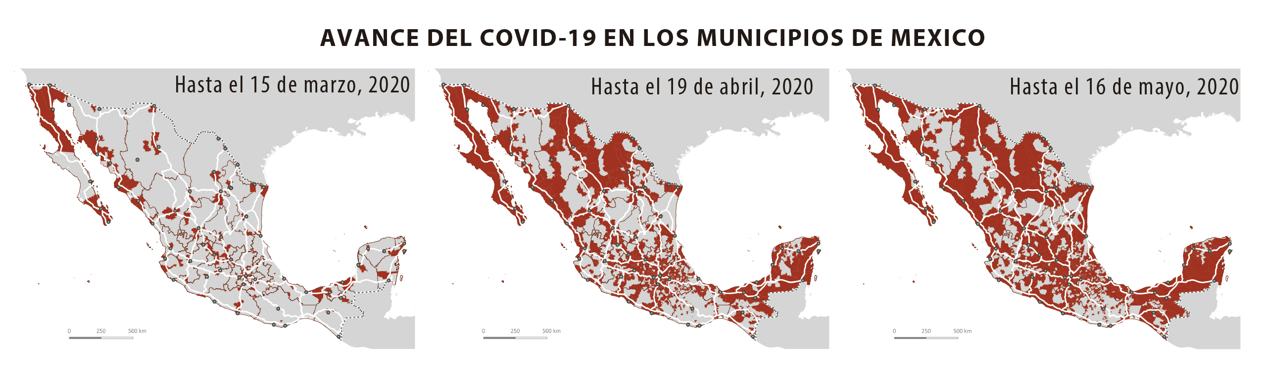 Avanzó el Covid19 en México asociado con aeropuertos internacionales, vías de transporte y