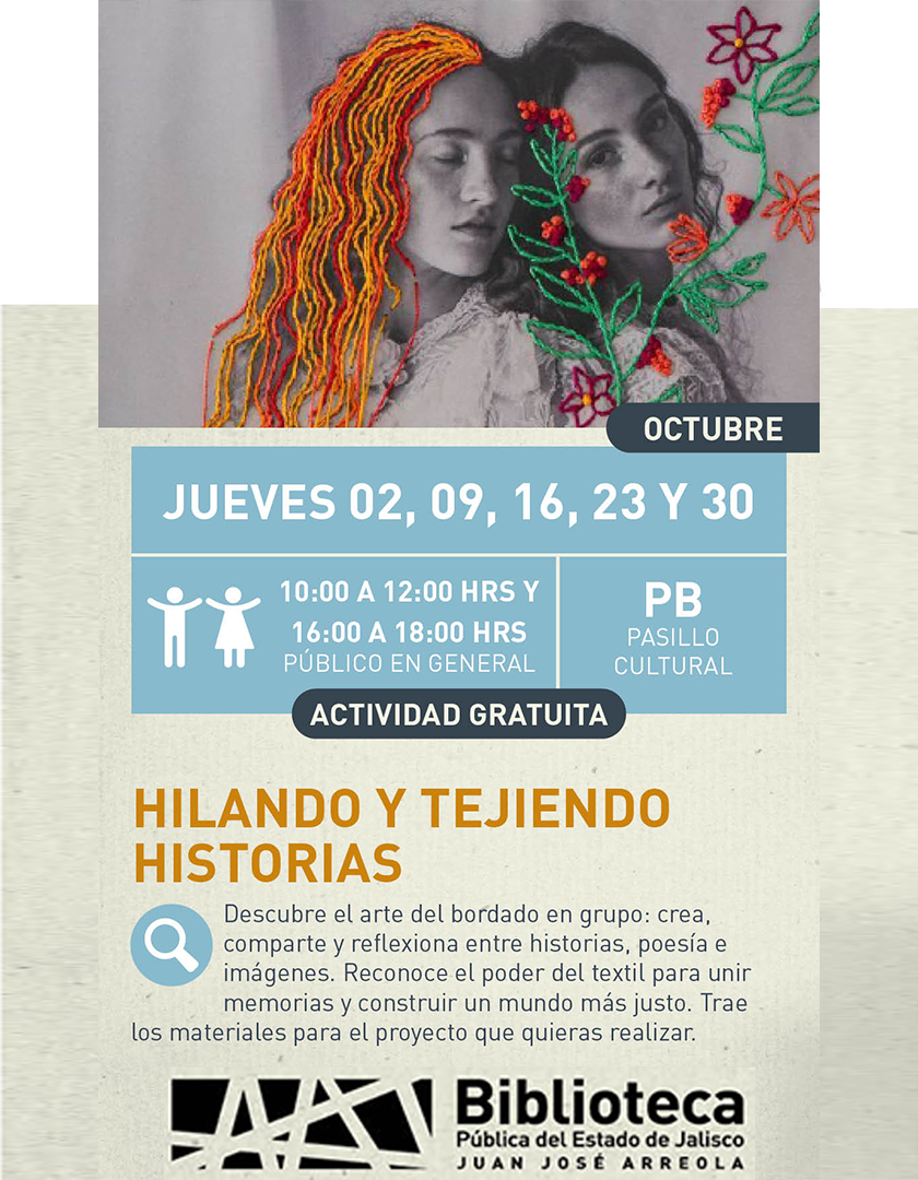 Cartel de Hilando y tejiendo historias