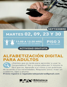 Cartel de Alfabetización digital para adultos