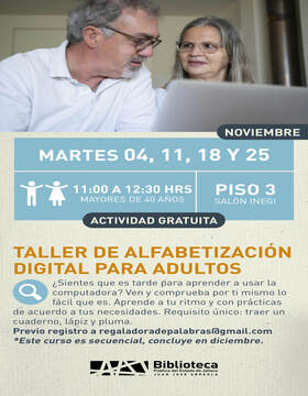 Cartel de Alfabetización digital para adultos