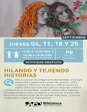 Cartel de Hilando y tejiendo historias