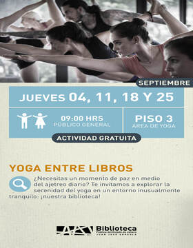 Cartel de Yoga entre libros