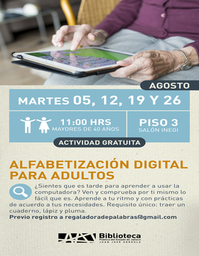 Cartel de Alfabetización digital para adultos