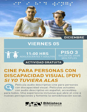 Cartel de Cine para personas con discapacidad visual (PDV): Si yo tuviera alas