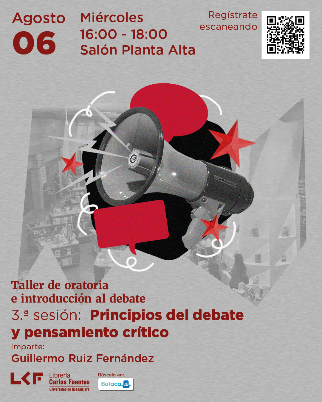 Cartel del Taller de oratoria e introducción al debate