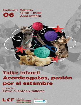 Cartel del Taller infantil: Acordeogatos, pasión por el estambre