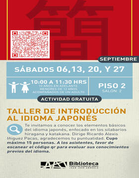 Cartel del Taller de introducción al idioma japonés