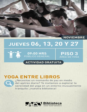 Cartel de Yoga entre libros