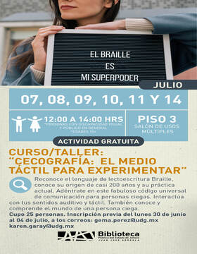 Cartel de Curso/taller: Cecografía: El medio táctil para experimentar