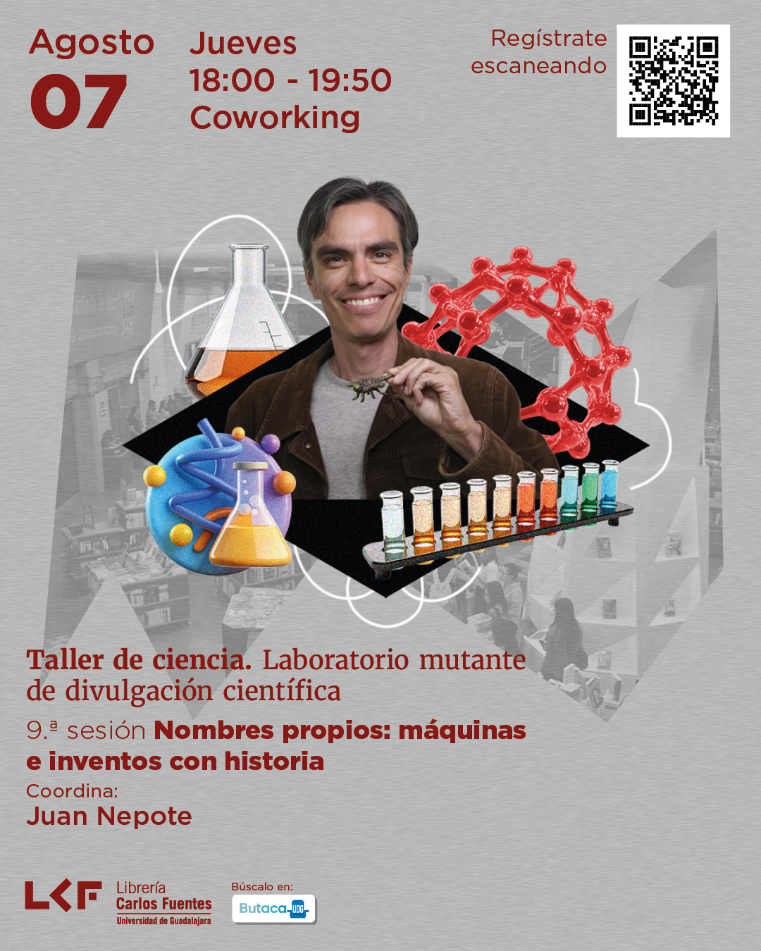 Cartel del Taller de ciencia. Laboratorio mutante de divulgación científica