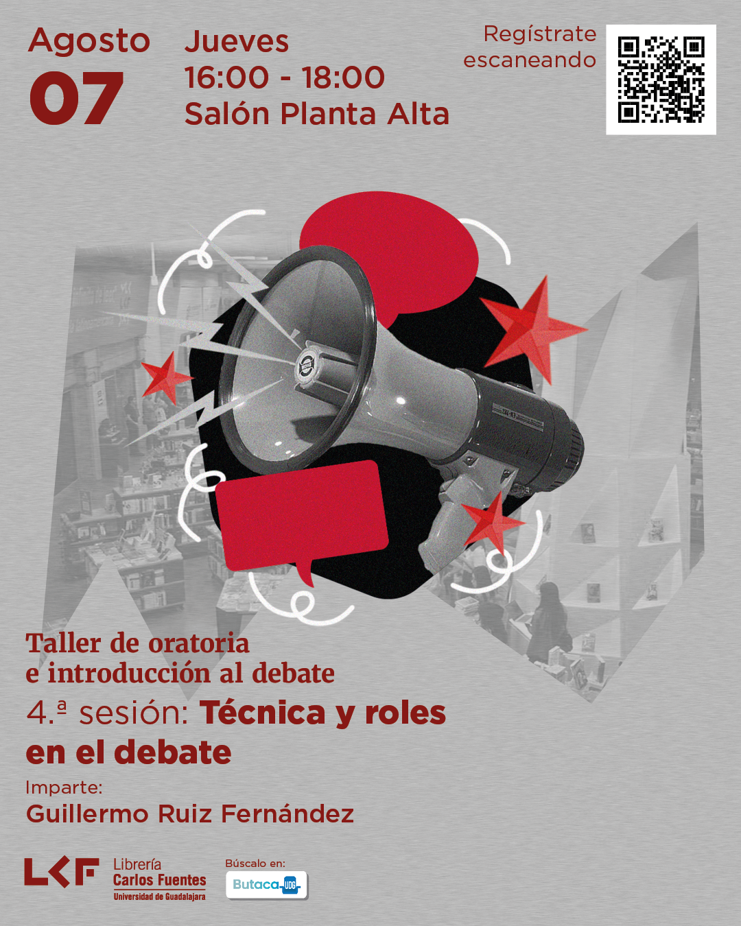 Cartel del Taller de oratoria e introducción al debate