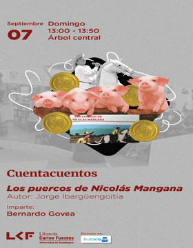 Cartel de Cuentacuentos: Los puercos de Nicolás Mangana