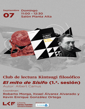 Cartel del Club de Lectura. Kintsugi Filosófico: El mito de Sísifo (1ª. sesión)