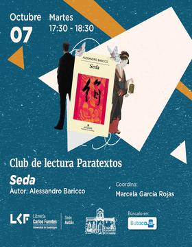 Cartel de Club de lectura “Paratextos”: Seda