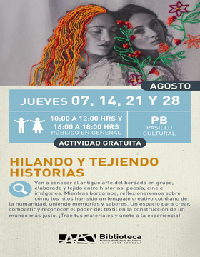 Cartel de Hilando y tejiendo historias
