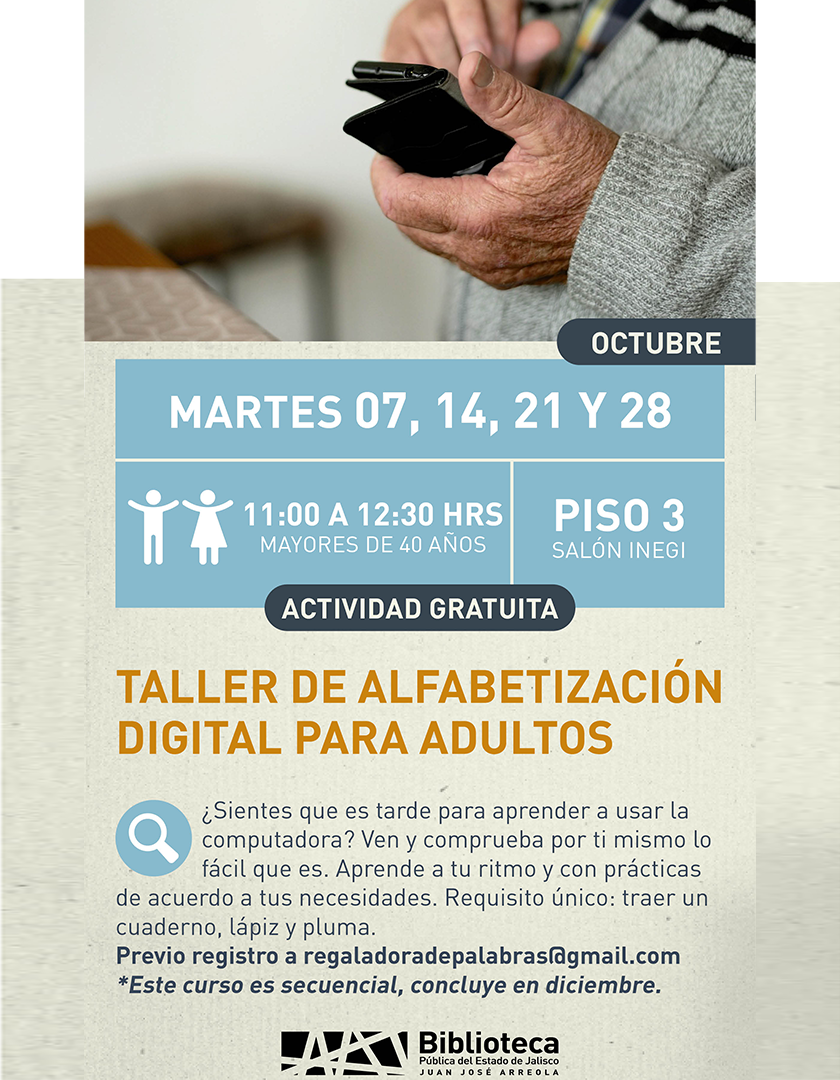 Cartel de Alfabetización digital para adultos