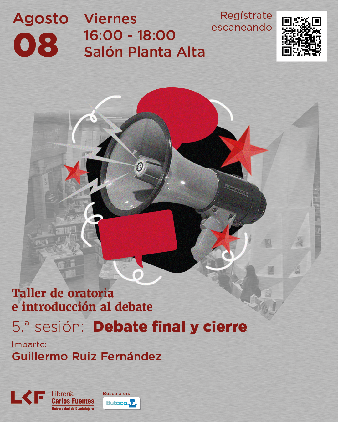 Cartel del Taller de oratoria e introducción al debate