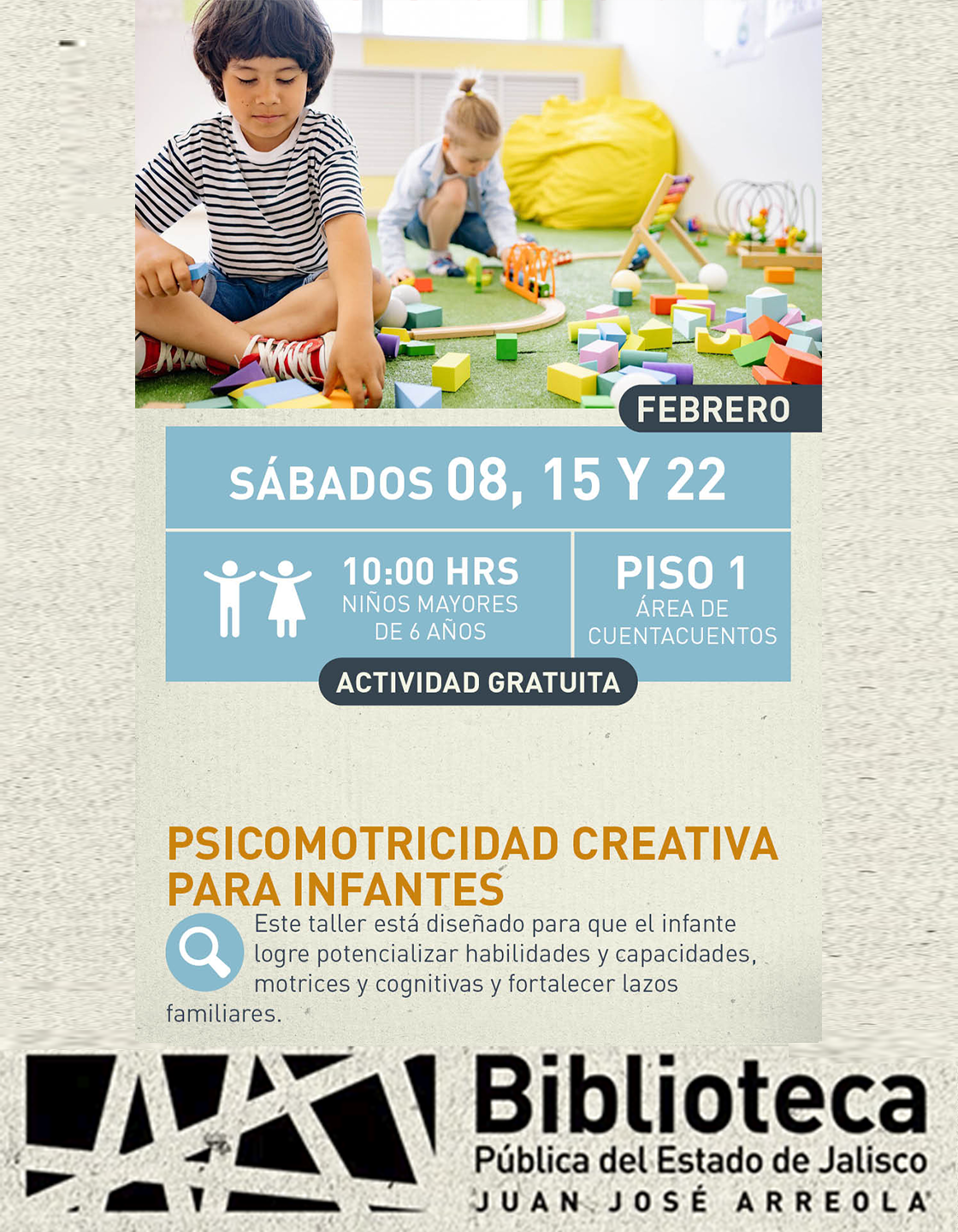 Cartel de Psicomotrocidad creativa para infantes