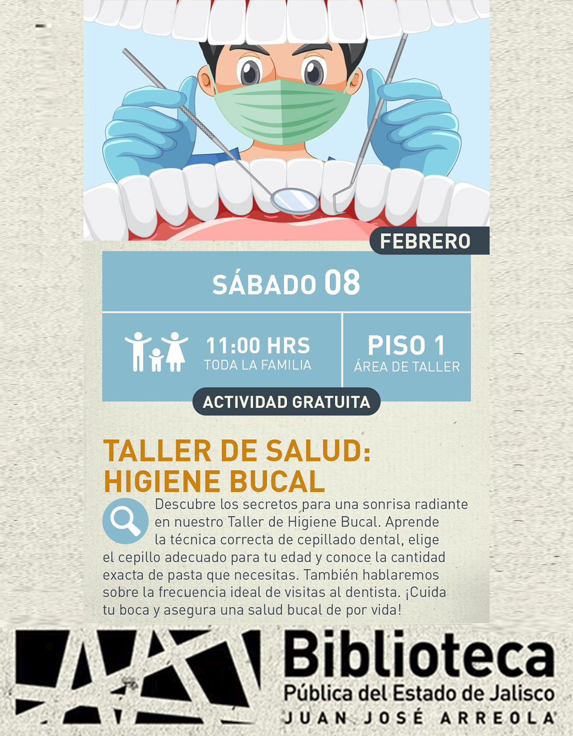 Cartel del Taller de salud: Higiene bucal