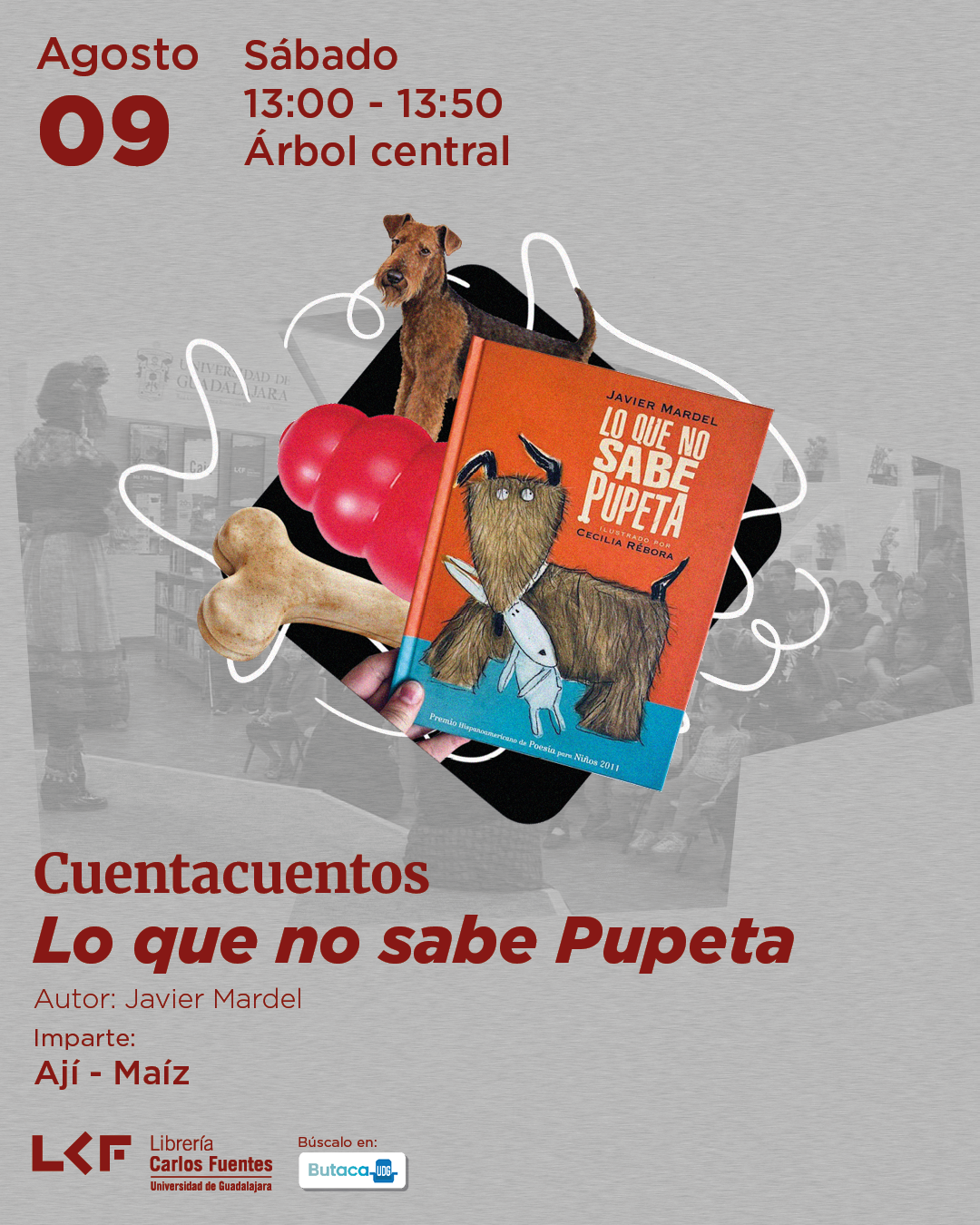 Cartel del Cuentacuentos. Título Lo que no sabe Pupeta