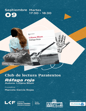 Cartel del Club de lectura “Paratextos”: Ráfaga roja 