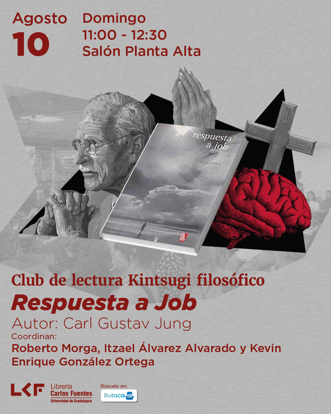 Cartel del Club de Lectura. Kintsugi Filosófico. Título Respuesta a Job