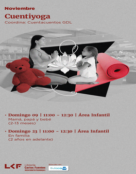 Cartel del Cuentiyoga mamá, papá y bebé, de 2-13 meses