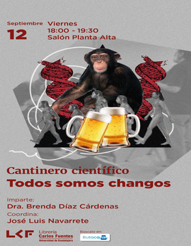 Cartel del Cantinero científico. Título: Todos somos changos