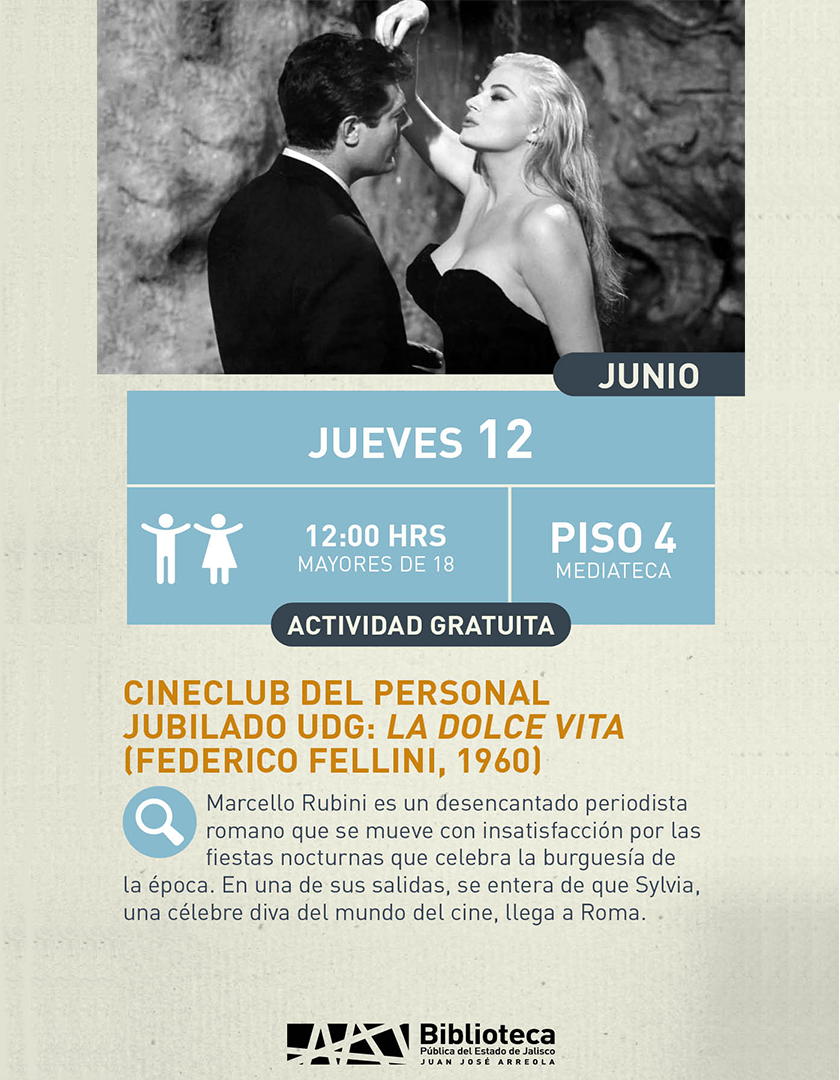 Cartel del Cineclub del personal jubilado UDG: La dolce vita