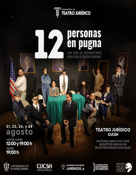 Cartel de Puesta en escena: 12 personas en pugna