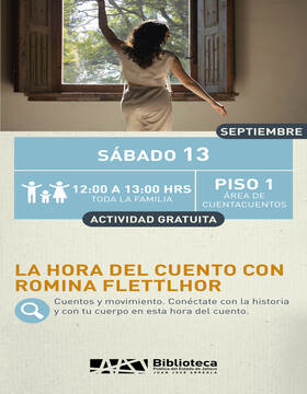 Cartel de La hora del cuento con Romina Flettlhor