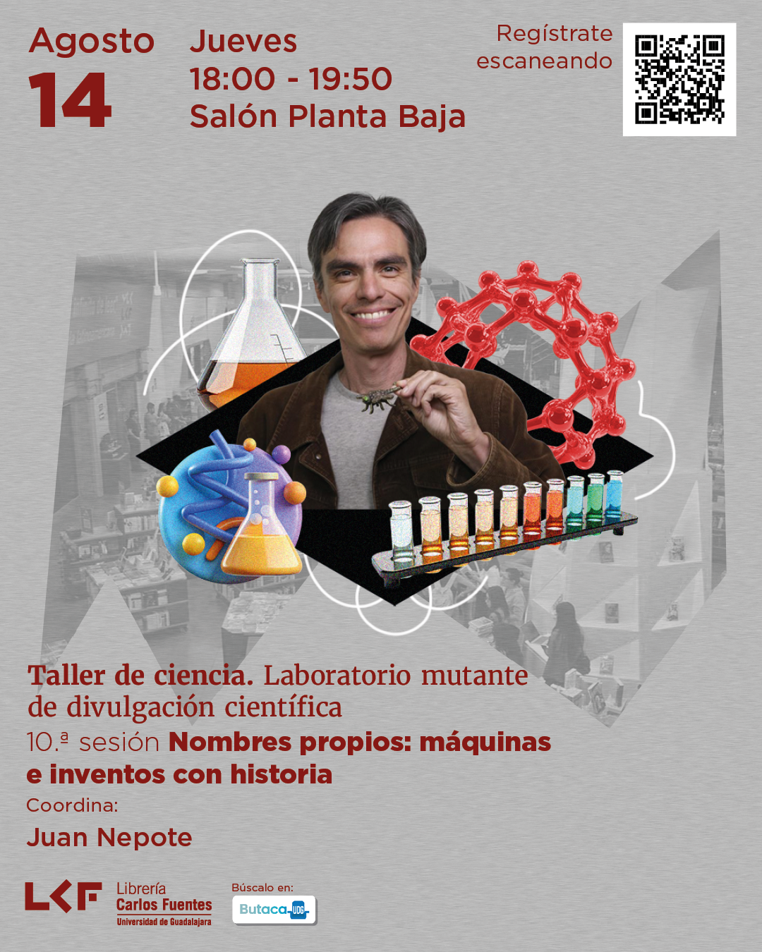 Cartel del Taller de ciencia. Laboratorio mutante de divulgación científica