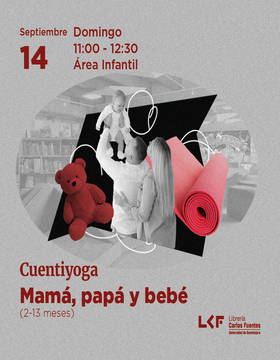 Cartel de Cuentiyoga mamá, papá y bebé