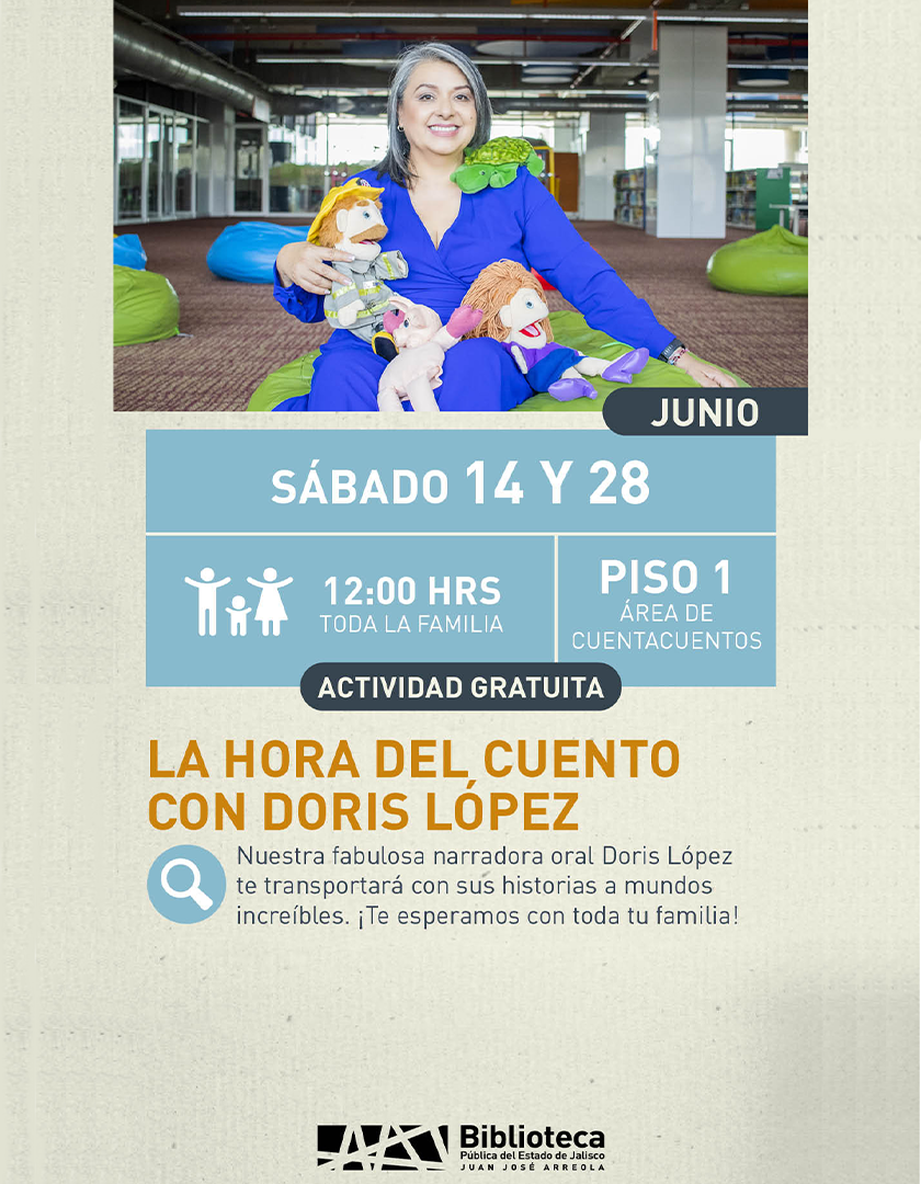 Cartel de La hora del cuento con Doris López