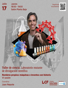 Cartel del Taller de ciencia. Laboratorio mutante de divulgación científica. Nombres propios. Sesión VI