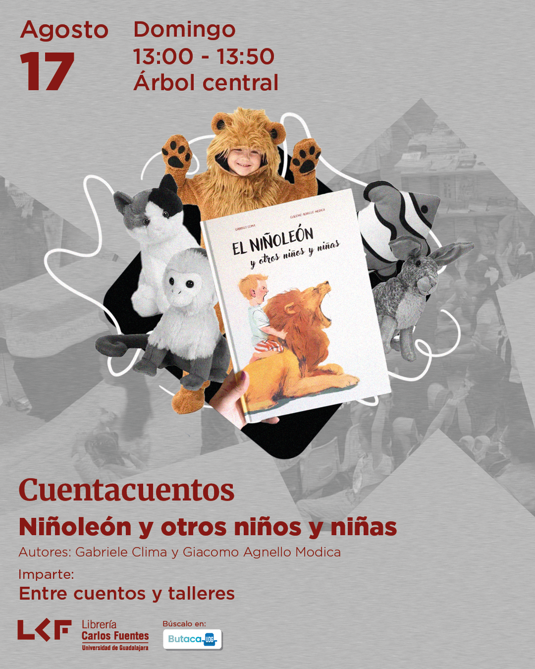 Cartel del Cuentacuentos. Título Niñoleón y otros niños y niñas