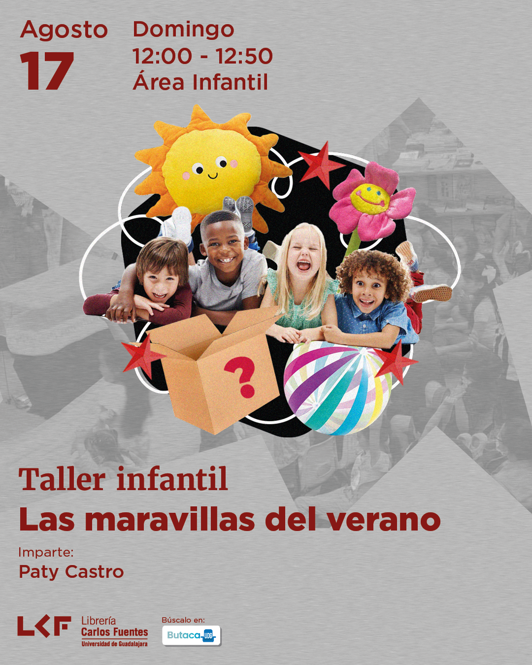 Cartel del Taller infantil. Título Las maravillas del verano