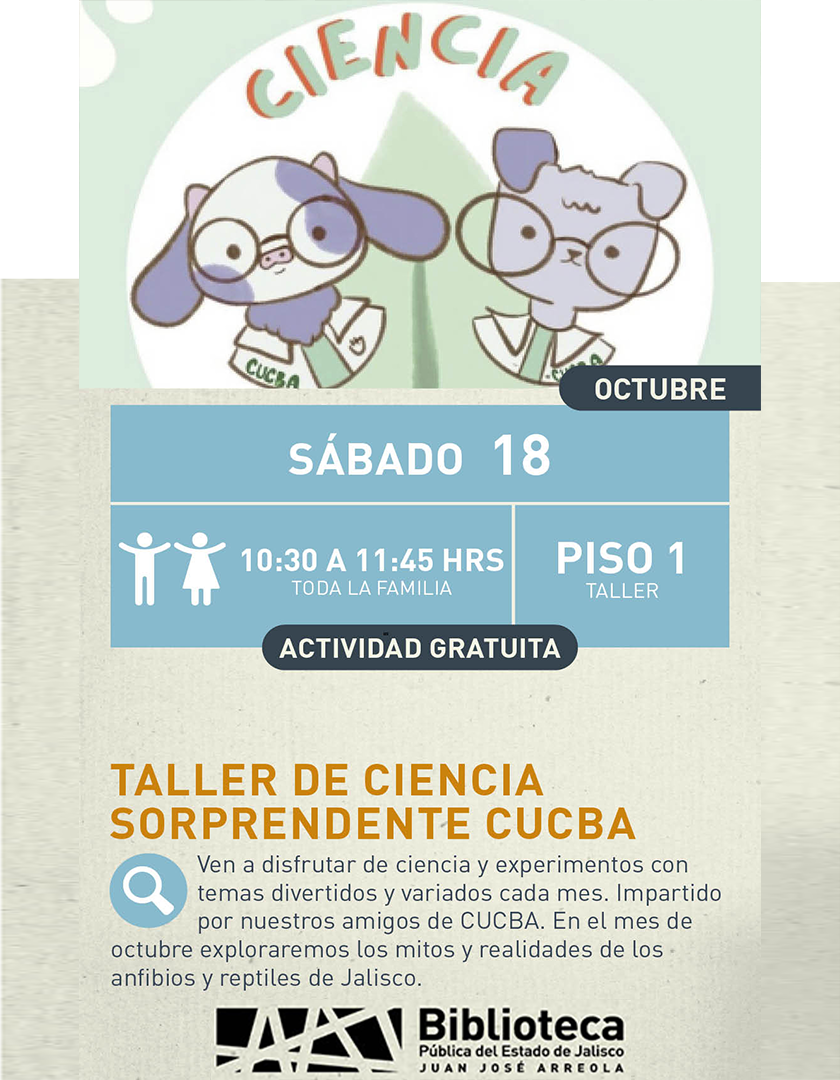 Cartel del Taller de ciencia sorprendente CUCBA