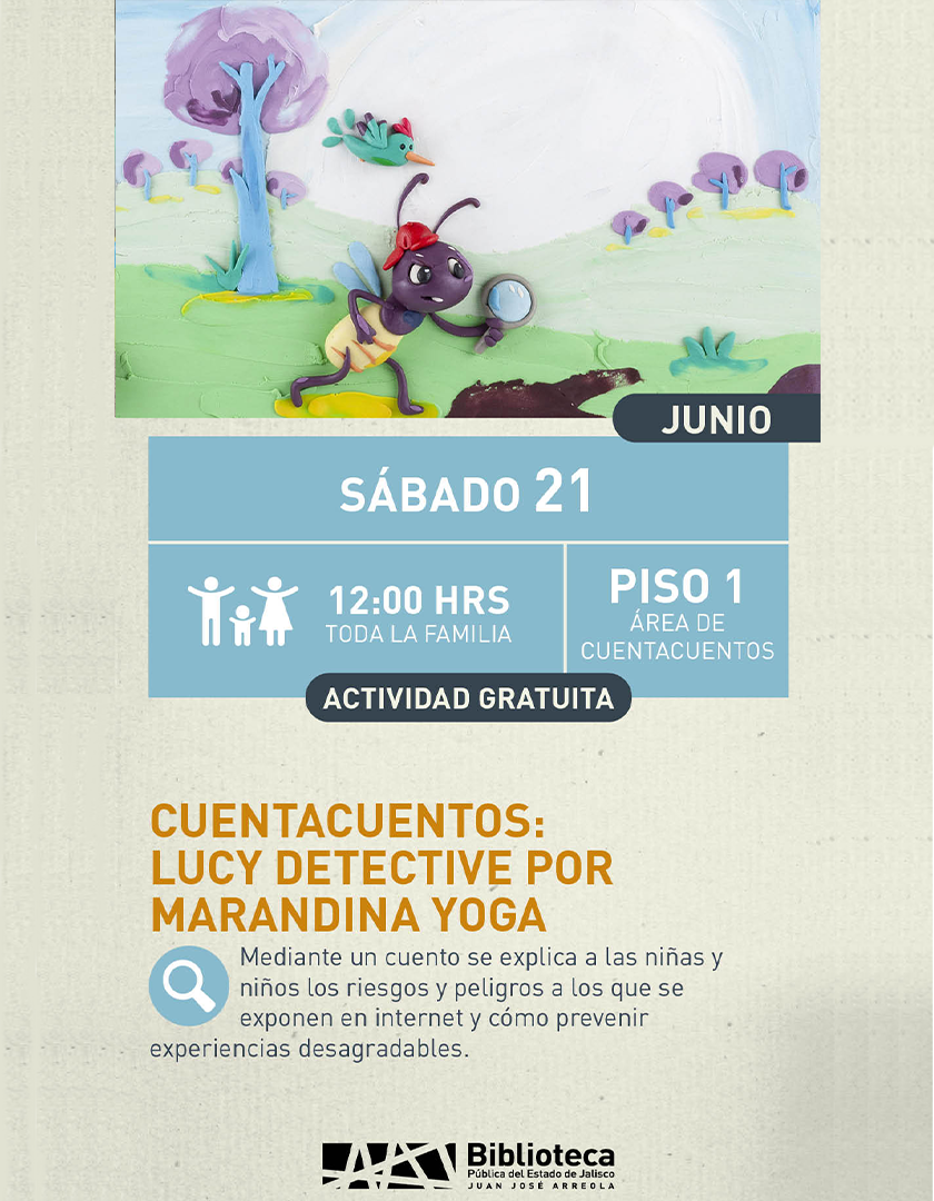 Cartel del Cuentacuentos: Lucy detective por Marandina Yoga