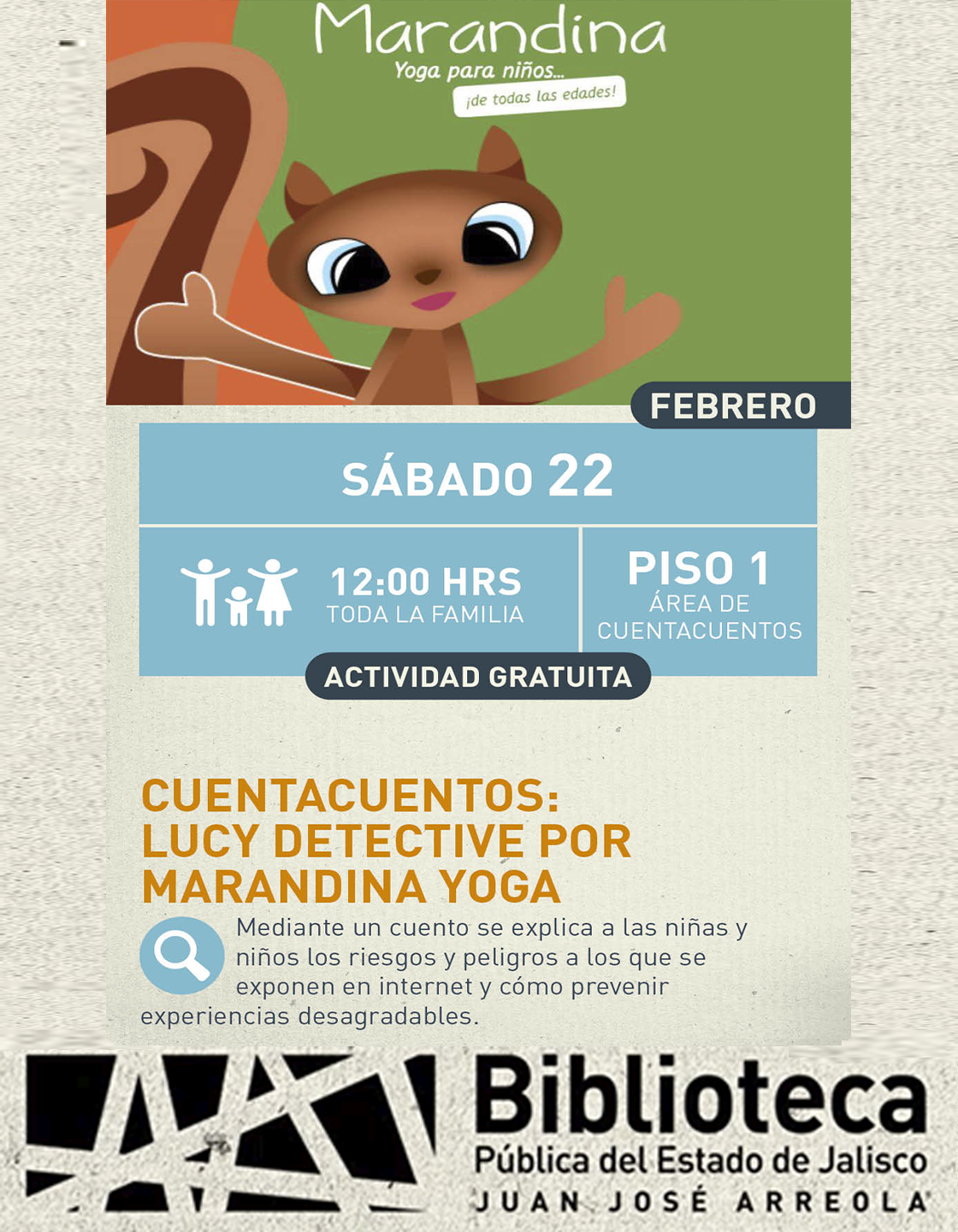 Cartel del Cuentacuentos: Lucy detective por Marandina Yoga