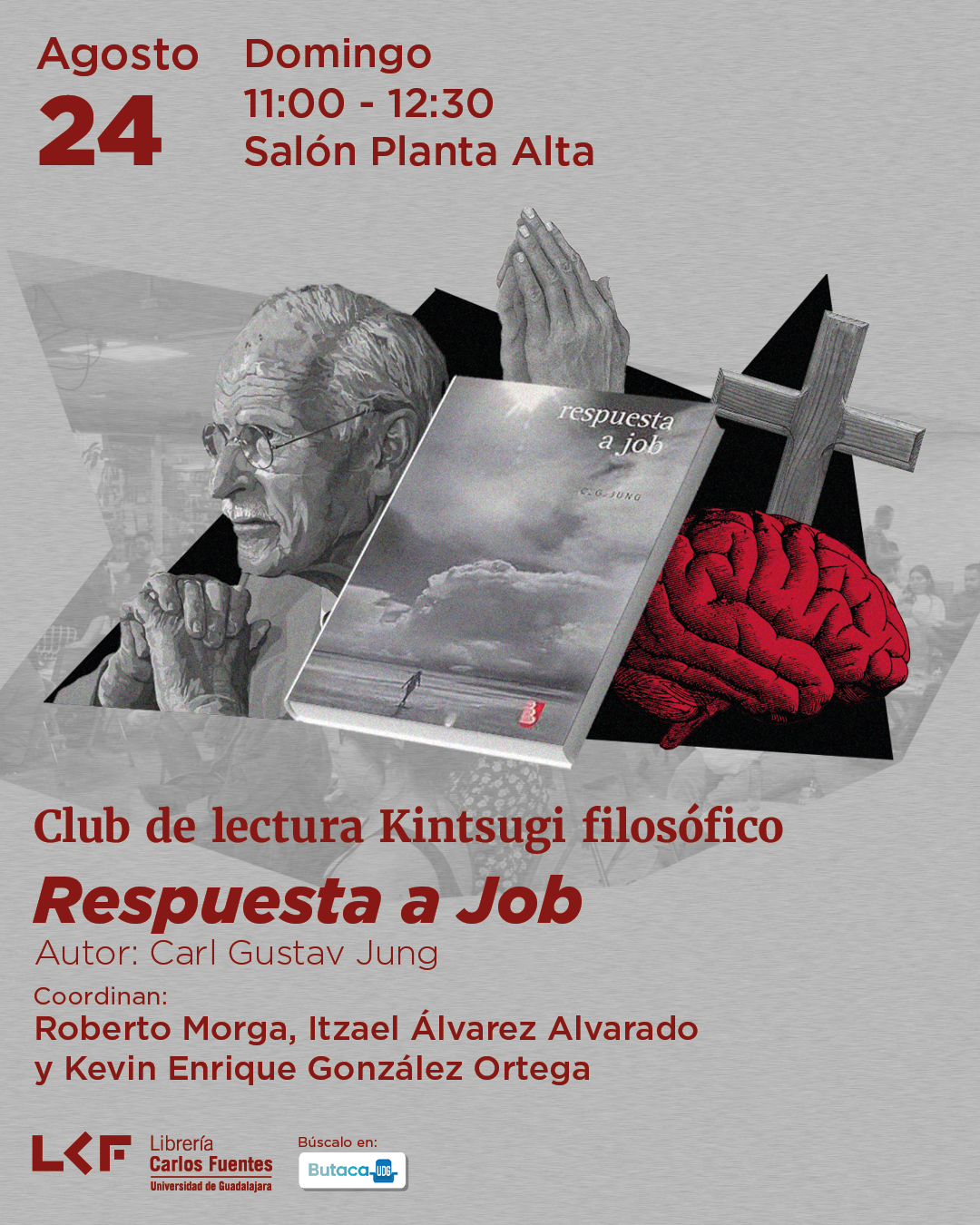 Cartel del Club de Lectura. Kintsugi Filosófico. Título Respuesta a Job