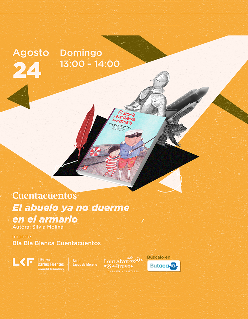 Cartel del Cuentacuentos. Título El abuelo ya no duerme en el armario