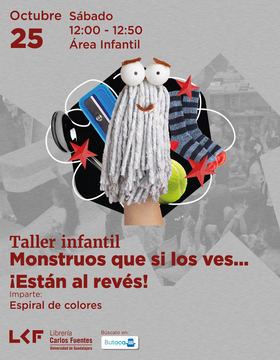 Cartel del Taller infantil: Monstruos que si los ves... ¡Están al revés!