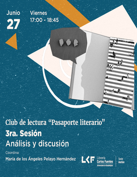Cartel del Club de lectura “Pasaporte literario”.  3ra. Sesión 