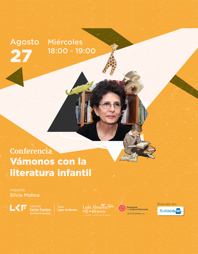 Cartel de la Conferencia. Título Vámonos con la literatura infantil