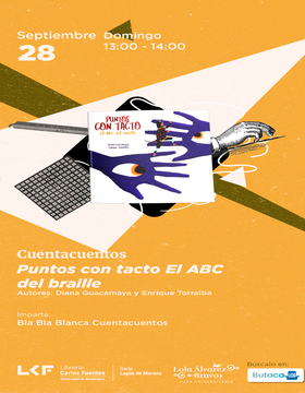 Cartel de Cuentacuentos: Puntos con tacto. El ABC del braille