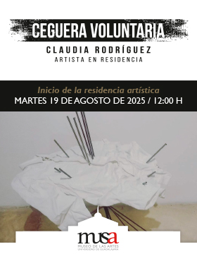 Cartel de Inicio de la residencia artística Ceguera voluntaria, de Claudia Rodríguez