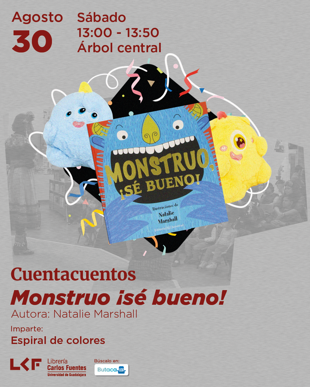 Cartel del Cuentacuentos. Título Monstruo ¡sé bueno!
