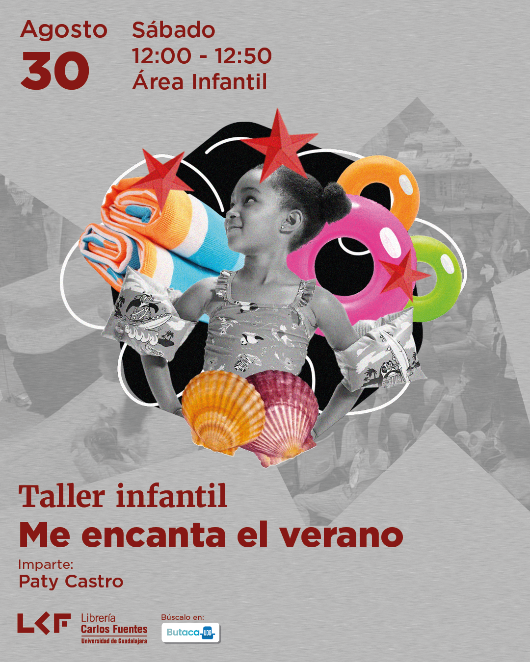 Cartel del Taller infantil. Título Me encanta el verano