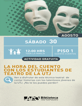 Cartel de La hora del cuento con los estudiantes de teatro de la UTJ 